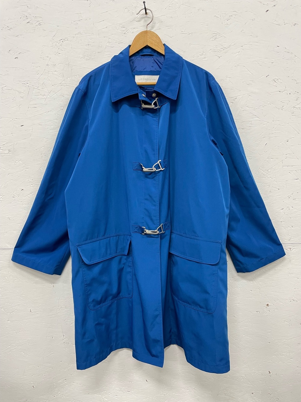 Vintage Liz Claiborne Royal Blue Trench Coat, Size XL, Mid-Length